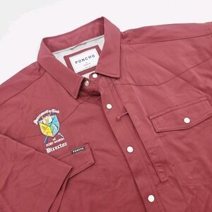 Poncho The Kyle Shirt Men's XL Reg Fit Western Pearl Snap Maroon Vented Stretch